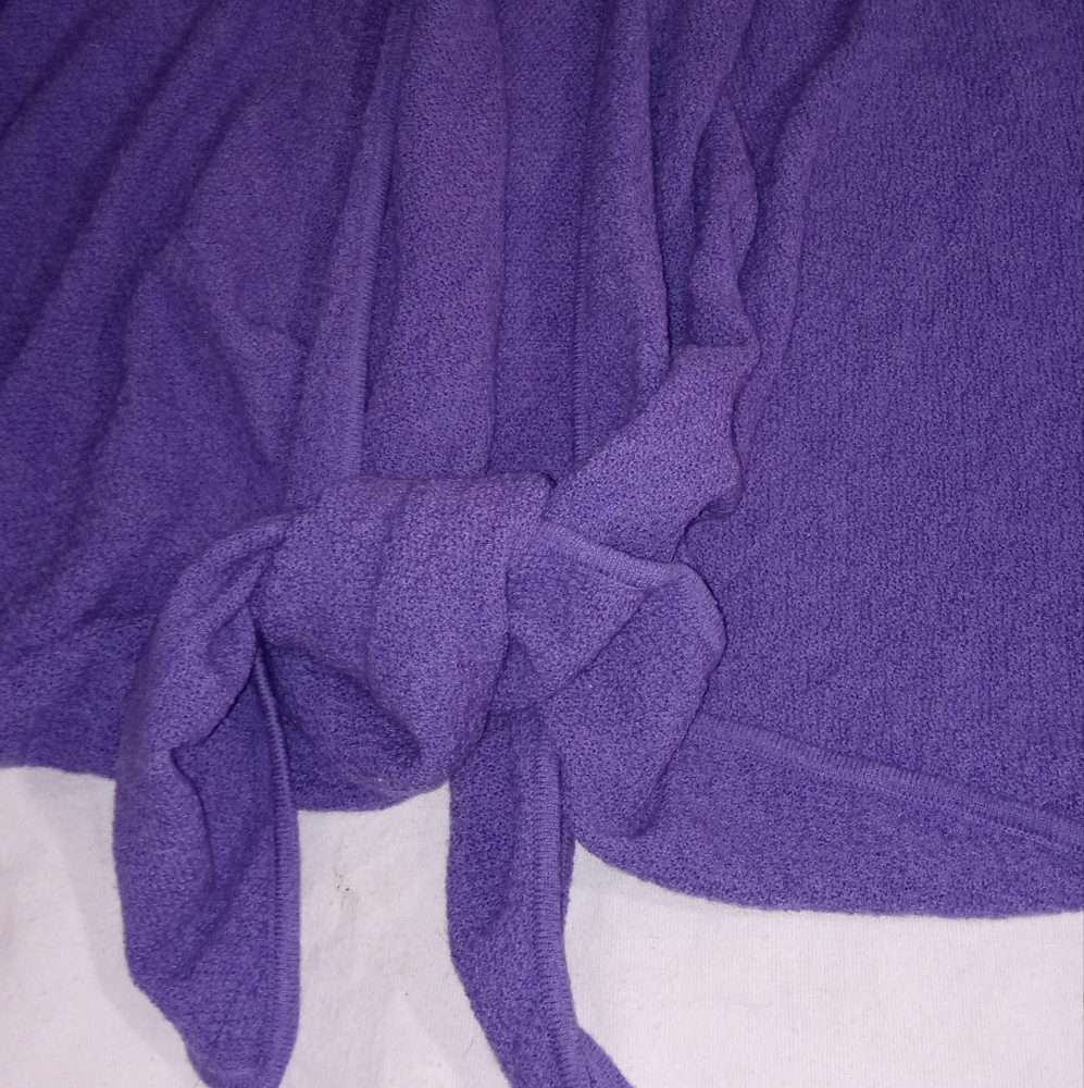 π EILEEN FISHER OPEN FRONT CARDIGAN SWEATER WATERFALL PURPLE KNIT SIZE M - Picture 6 of 6